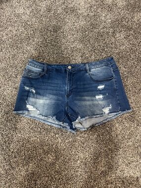 Dark Blue Distressed Denim Women’s Shorts